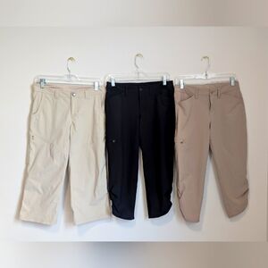 Eddie Bauer  Set Of 3 Capris Black & Cream & Tan Casual Style SZ 2